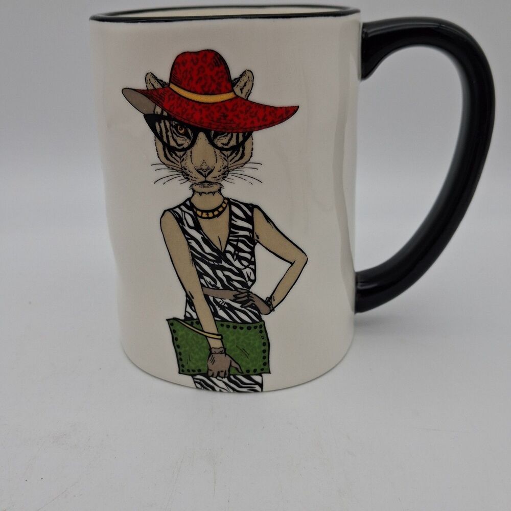 Signature Housewares Inc Hipster Coffee Mug Tiger Cat w/ Purse